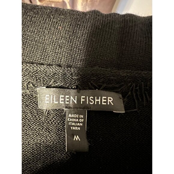 Eileen Fisher Women's Sweater M Medium Black Beaded Merino Wool Short Sleeve - Picture 10 of 13